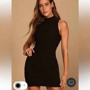Lulu’s Black Mesh Ruched Mini dress, size M